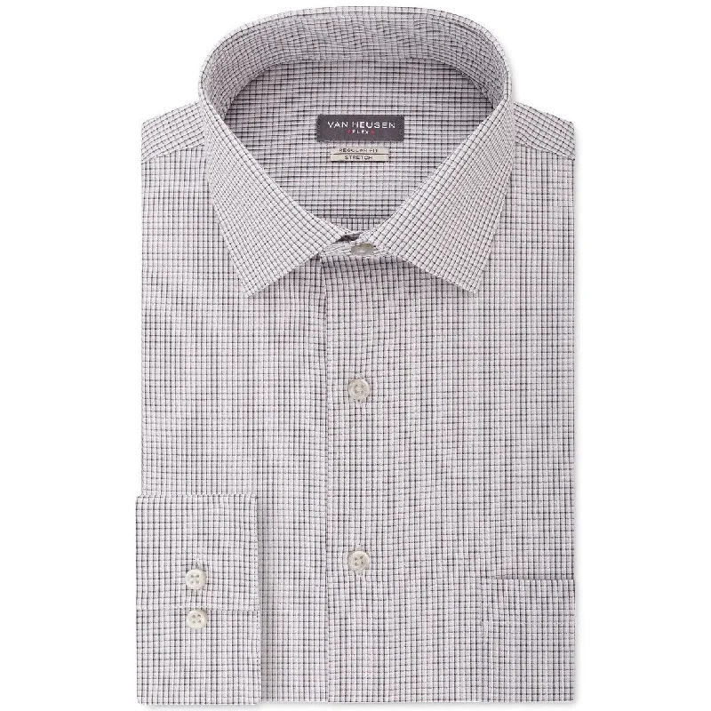 Cool Pieces Van Heusen Men's Classic Regular Fit Flex Collar Stretch Check Dress Shirt Grey Size 17.5X32X33 Cool Pieces Van Heusen Men's Classic Regular Fit Flex Collar Stretch Check Dress Shirt Grey Size 17.5X32X33