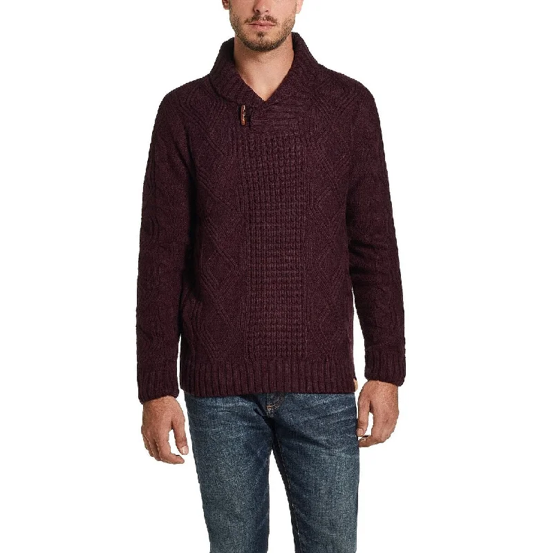 Premium Clothing Weatherproof Vintage Men's Fisherman Toggle Shawl Neck Sweater Red Size Medium Premium Clothing Weatherproof Vintage Men's Fisherman Toggle Shawl Neck Sweater Red Size Medium
