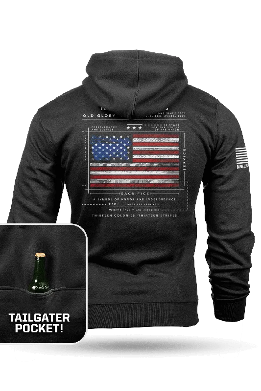 Casual Wear American Flag Schematic - Tailgater Hoodie