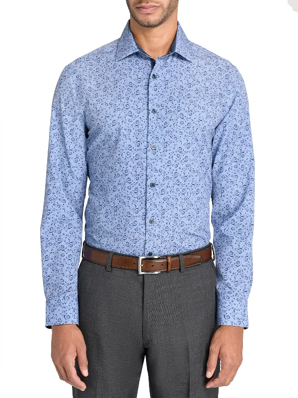 Vintage Style Abstract Floral Performance Dress Shirt