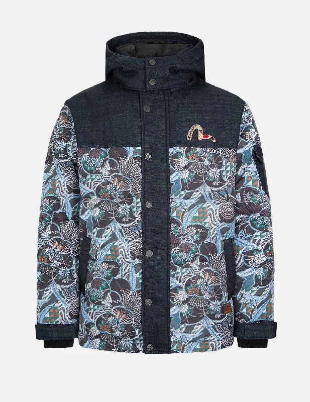 Versatile Wear Allover Japanese Brocade Print Down Jacket