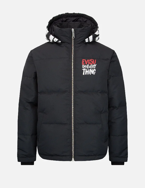Cozy Jackets Brand Motto Print Down Jacket