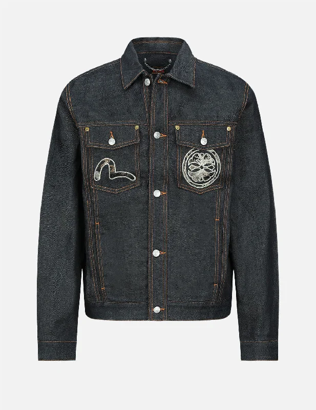 Soft Fabrics Brocade Daicock Insert Denim Jacket