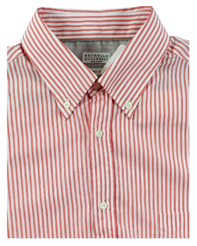 Relaxed Jackets Brunello Cucinelli Button-Down Shirt White Red XXL REDUCED - SALE