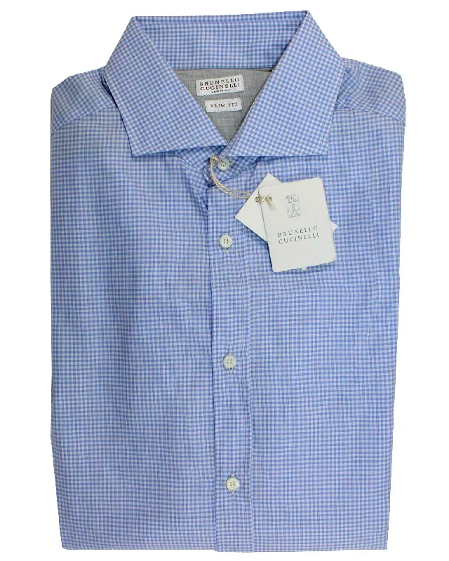 Casual Footwear Brunello Cucinelli Dress Shirt White Blue Check - Slim Fit XXL SALE Casual Footwear Brunello Cucinelli Dress Shirt White Blue Check - Slim Fit XXL SALE