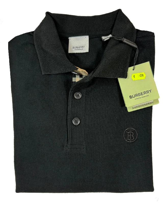 Fall Fashion Burberry Men Polo Shirt Eddie Black Cottontail  XL SALE