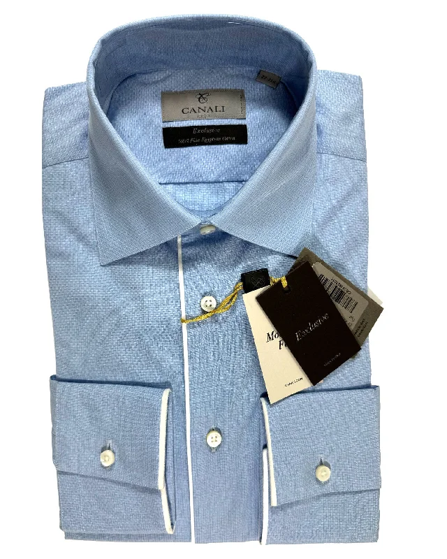 Classic Apparel Canali Dress Shirt Exclusive Blue Design - Modern Fit 39 - 15 1/2