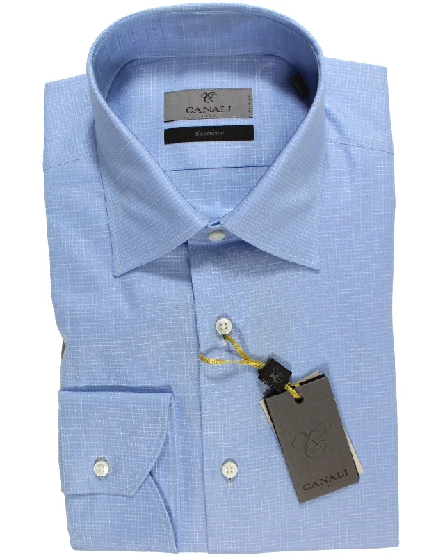 Outdoor Apparel Canali Dress Shirt Exclusive Blue White Check - Modern Fit 40 - 15 3/4 SALE Outdoor Apparel Canali Dress Shirt Exclusive Blue White Check - Modern Fit 40 - 15 3/4 SALE