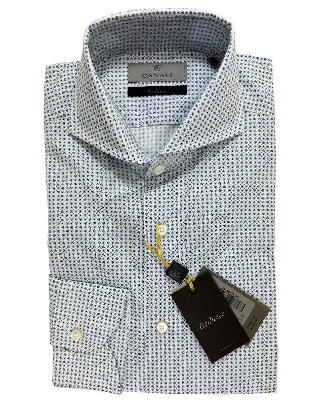 Cool Pieces Canali Dress Shirt White Blue Navy Micro Design - Exclusive Collection 38 - 15 Cool Pieces Canali Dress Shirt White Blue Navy Micro Design - Exclusive Collection 38 - 15
