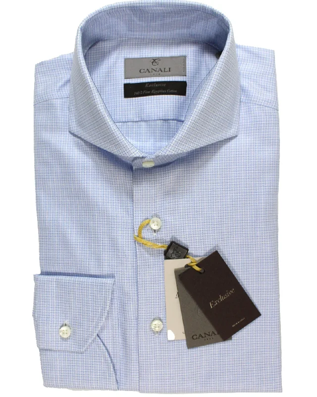Comfortable Fits Canali Dress Shirt Exclusive Collection White Blue Design - Modern Fit 40 - 15 3/4 Comfortable Fits Canali Dress Shirt Exclusive Collection White Blue Design - Modern Fit 40 - 15 3/4