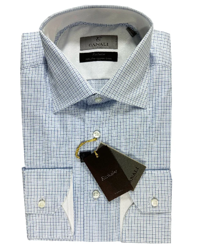 Fashion Jacket Canali Dress Shirt Exclusive White Blue Navy Check - Modern Fit 39 - 15 1/2 Fashion Jacket Canali Dress Shirt Exclusive White Blue Navy Check - Modern Fit 39 - 15 1/2