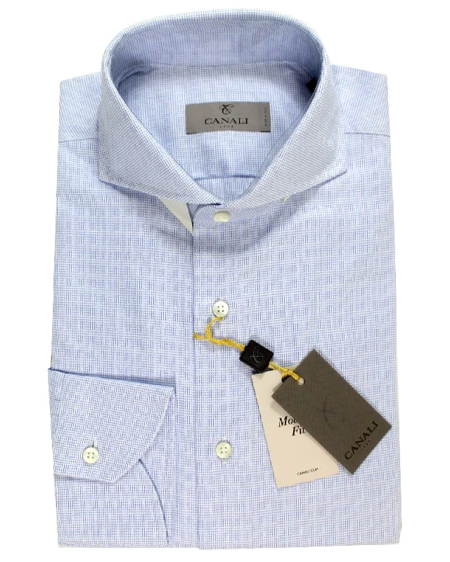 Minimal Apparel Canali Dress Shirt White Royal Blue Pattern - Modern Fit 39 - 15 1/2 Minimal Apparel Canali Dress Shirt White Royal Blue Pattern - Modern Fit 39 - 15 1/2