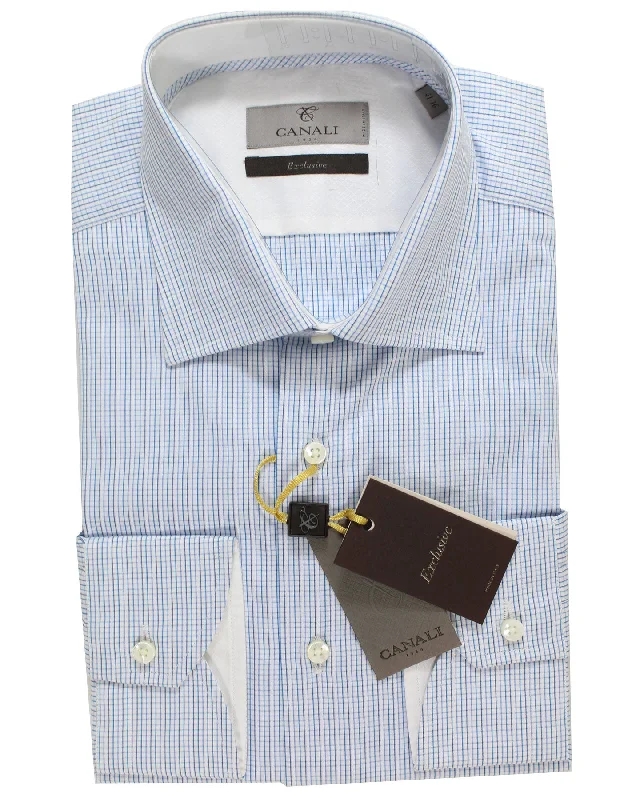 Warm Jackets Canali Dress Shirt White Aqua Blue Check - Exclusive Collection 41 - 16 Warm Jackets Canali Dress Shirt White Aqua Blue Check - Exclusive Collection 41 - 16