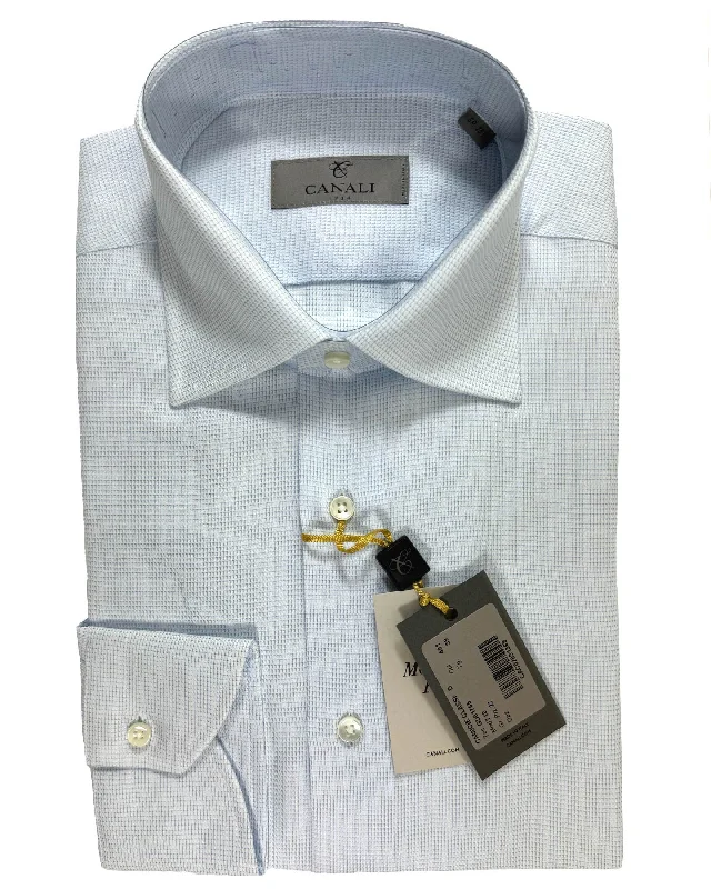 Minimal Apparel Canali Dress Shirt White Blue Micro Pattern - Modern Fit 39 - 15 1/2 Minimal Apparel Canali Dress Shirt White Blue Micro Pattern - Modern Fit 39 - 15 1/2