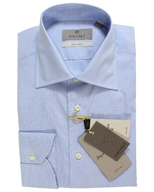 Simple Styles Canali Dress Shirt White Blue Mircro Check Impeccabile - Modern Fit 38 - 15 Simple Styles Canali Dress Shirt White Blue Mircro Check Impeccabile - Modern Fit 38 - 15