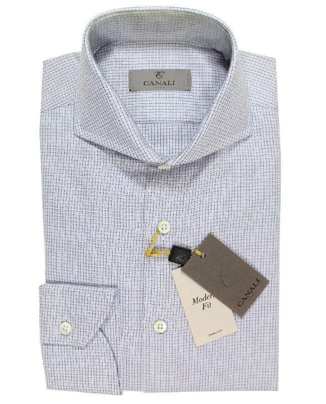 Modern Basics Canali Dress Shirt White Navy Magenta - Modern Fit 39 - 15 1/2