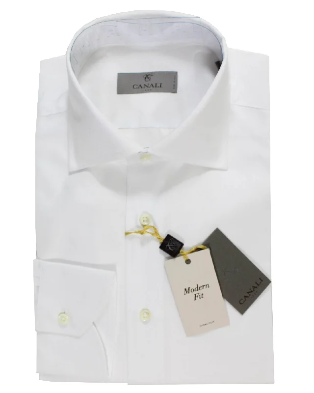 Comfortable Fits Canali Shirt White - Evening Shirt 40 - 15 3/4 Modern Fit