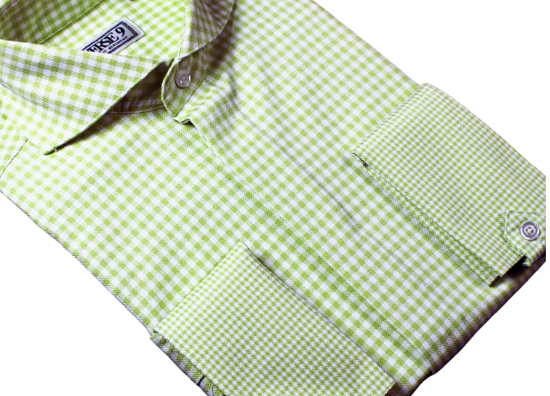 Urban Fashion Spread Collar | Green Check | French Cuff Shirt