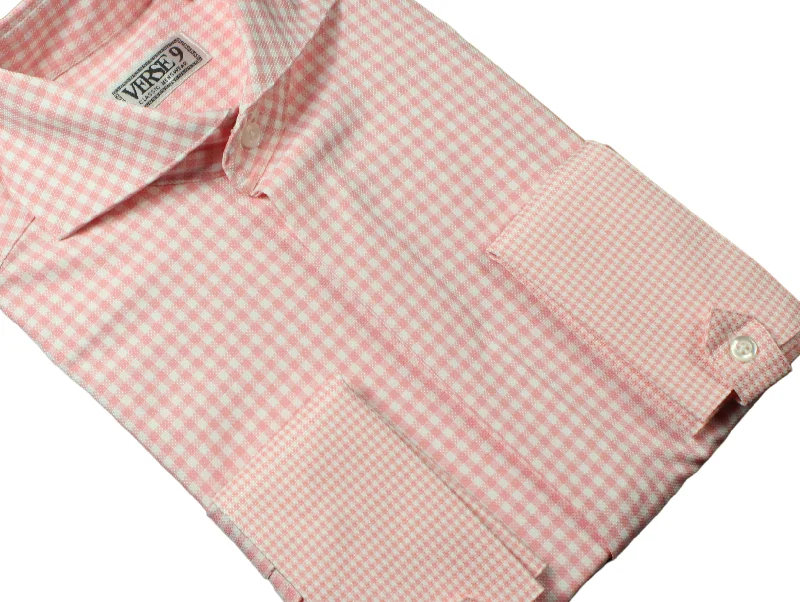 Formal Wear Spread Collar | Pink Check | French Cuff Shirt