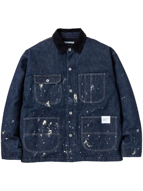 Casual Button-ups Corduroy-Collar Washed Jacket