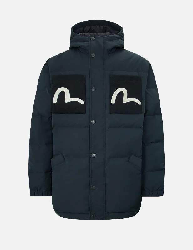 Trendy Shoes Denim Patch Pocket Down Jacket