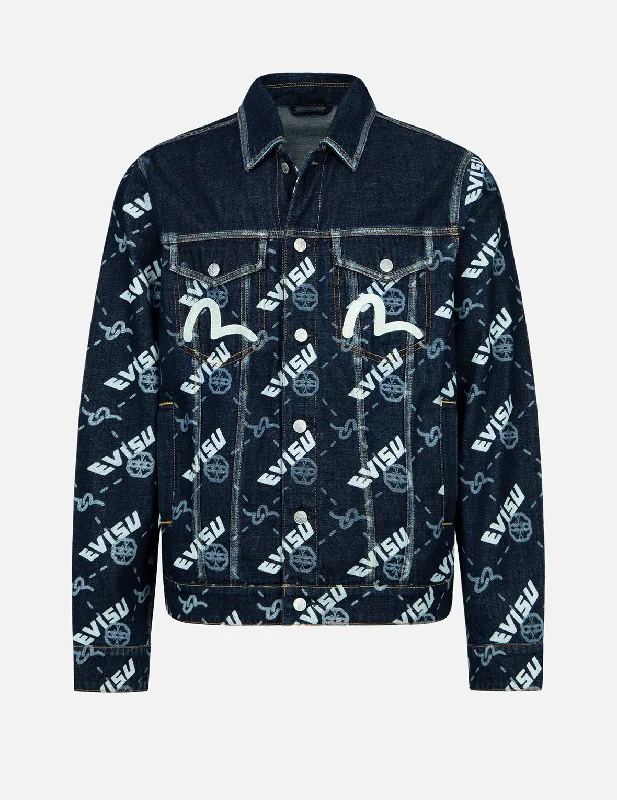 Stylish Suits Double Monogram Print Denim Jacket