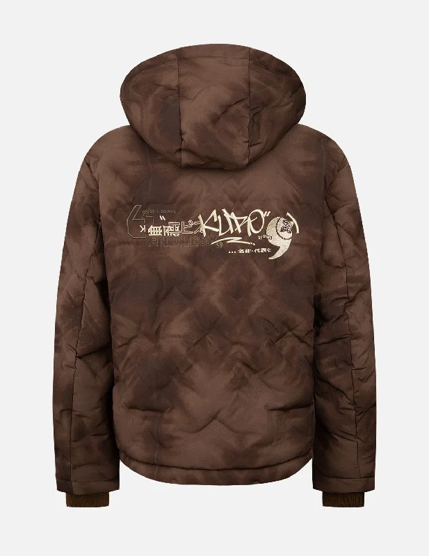 Minimalist Pieces Embossed Graphics Tie Dye Print Down Jacket