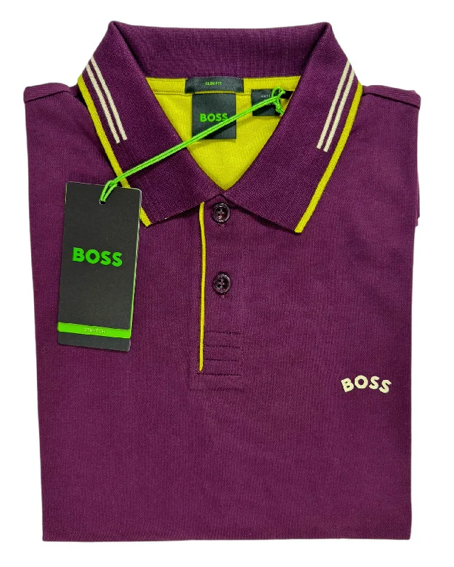 Travel Wardrobe Hugo Boss Cotton Polo Shirt Purple - Slim Fit L