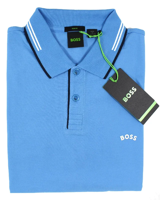 Comfortable Fits Hugo Boss Polo Shirt Slim Fit Blue - Stretch Cotton L