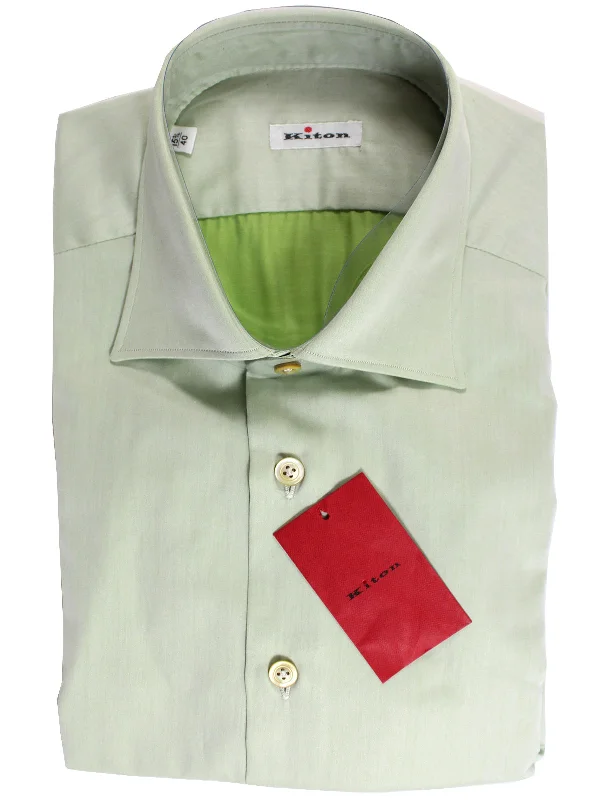 Sporty Wear Kiton Dress Shirt Light Green - Spread Collar 37 - 14 1/2 REDUCED - SALE Sporty Wear Kiton Dress Shirt Light Green - Spread Collar 37 - 14 1/2 REDUCED - SALE