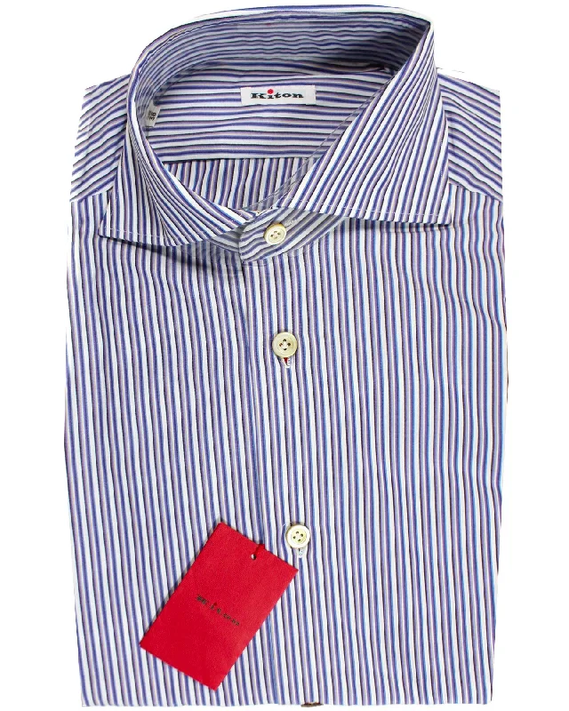 Everyday Look Kiton Dress Shirt Purple Orange Stripes 38 - 15 SALE