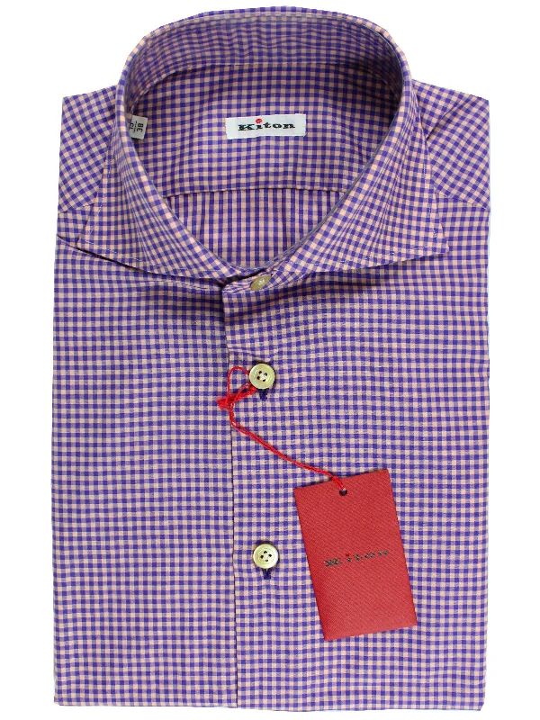 Weekend Gear Kiton Short Sleeve Shirt Purple Pink Check 38 - 15 REDUCED SALE