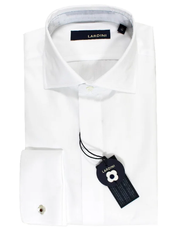 Comfy Tops Lardini Dress Shirt White French Cuffs Tuxedo 42 - 16 1/2 - Sartorial