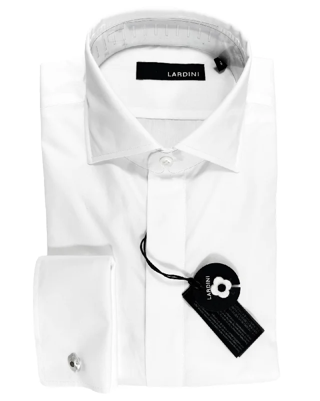 Premium T-shirts Lardini Tuxedo Shirt White French Cuffs 40 - 15 3/4