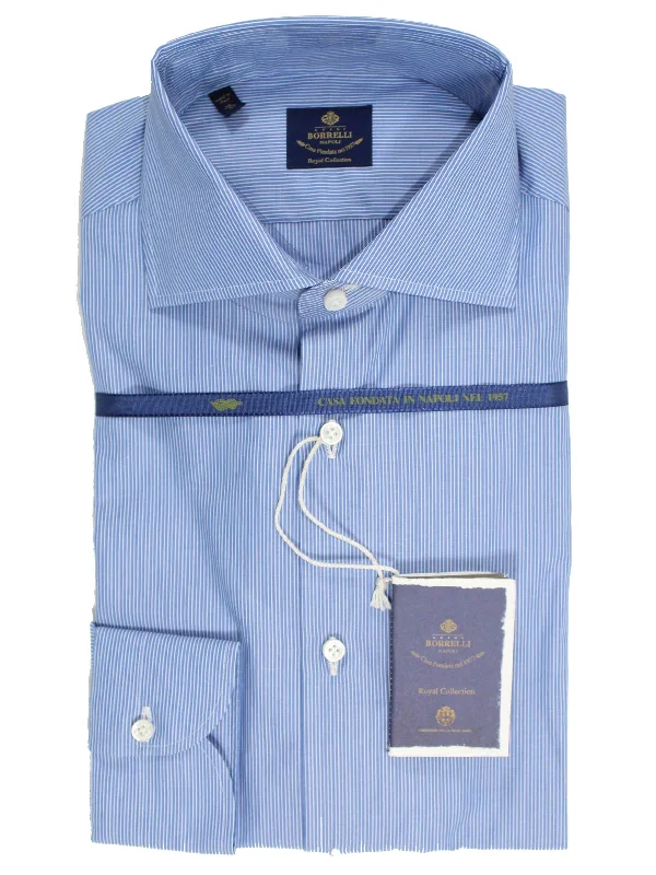 Cozy Jackets Luigi Borrelli Dress Shirt ROYAL COLLECTION - Blue White Stripes 38 - 15 1/2 Cozy Jackets Luigi Borrelli Dress Shirt ROYAL COLLECTION - Blue White Stripes 38 - 15 1/2