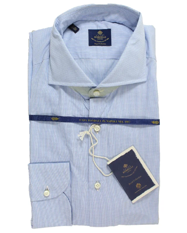 Urban Jackets Luigi Borrelli Dress Shirt White Blue 44 - 17 1/2 Royal Collection