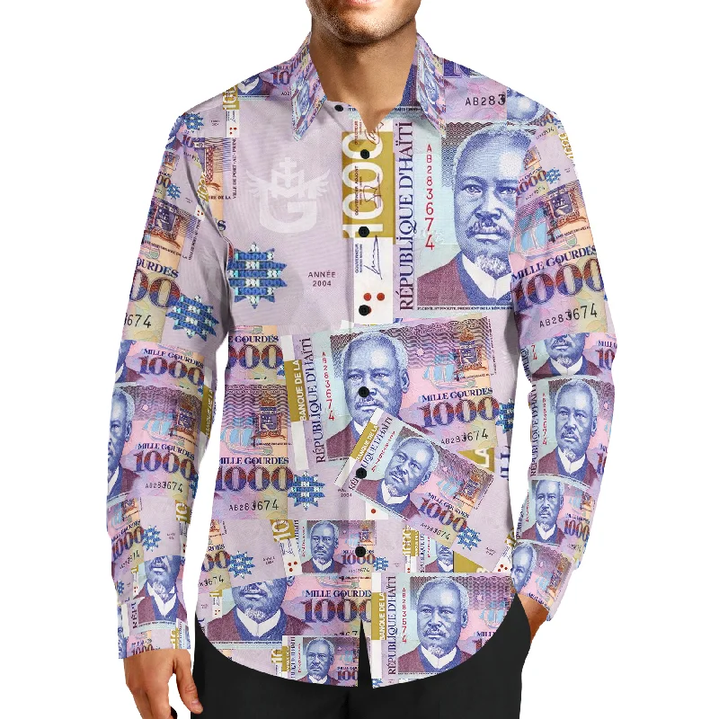 Warm Jackets MEN'S LUXURY FASHION TMMG HAITIAN MONEY 1000 GOURDES DRESS SHIRT