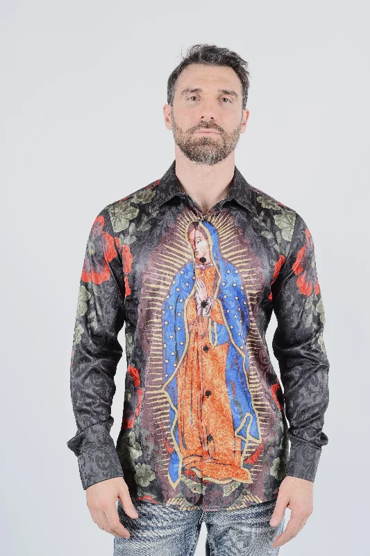 Casual Jackets Mens Jacquard Fabric Modern Fit GUADALUPE Print Shirt