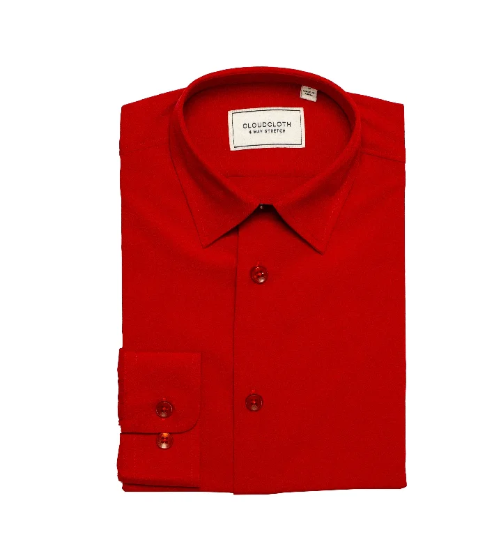 Trendy Shoes MSH9801 Red 4Way Stretch Shirt. Available in 17 Colors!