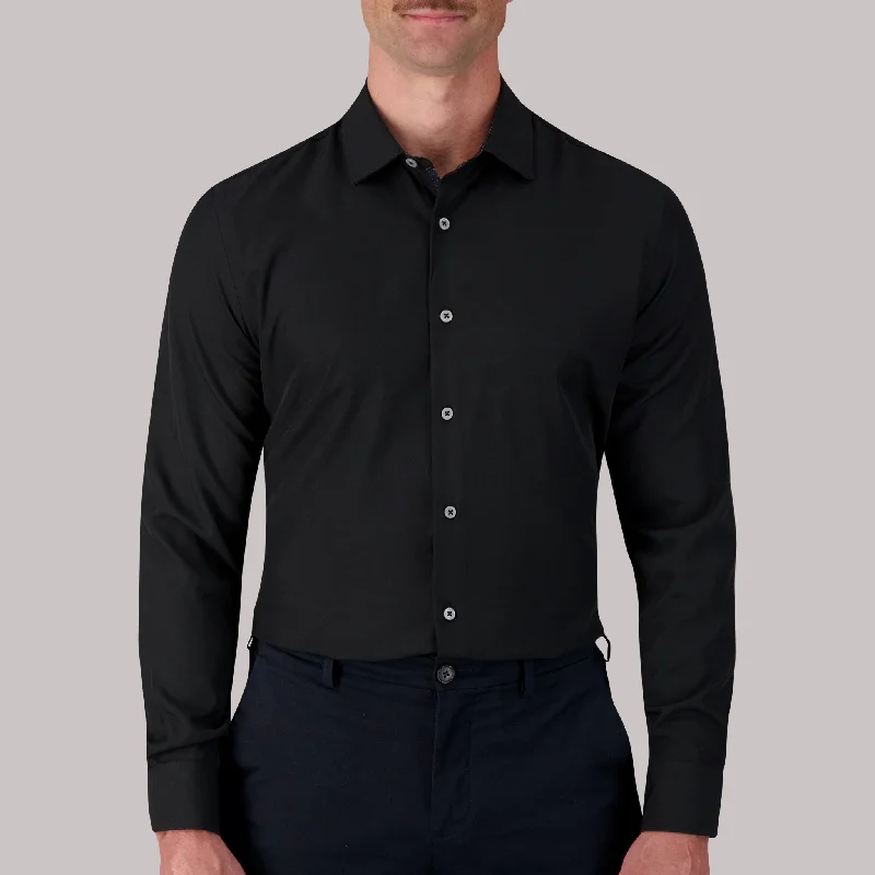 Sleek Designs Long Sleeve 4-Way Stretch Dress Shirt in Black