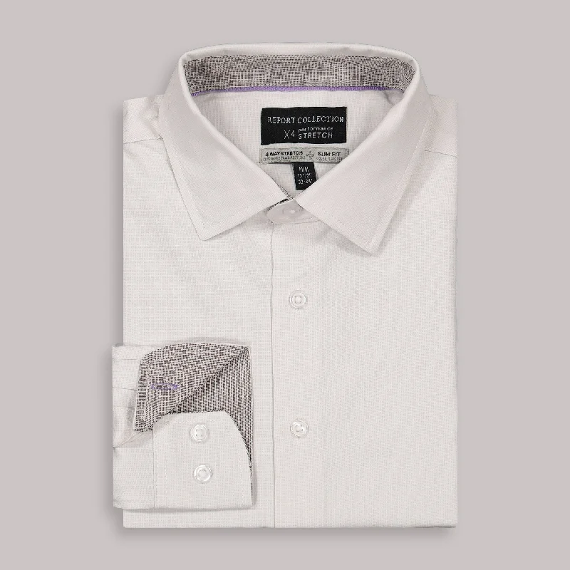 Urban Jackets Long Sleeve 4-Way Dress Shirt with Square Print in White