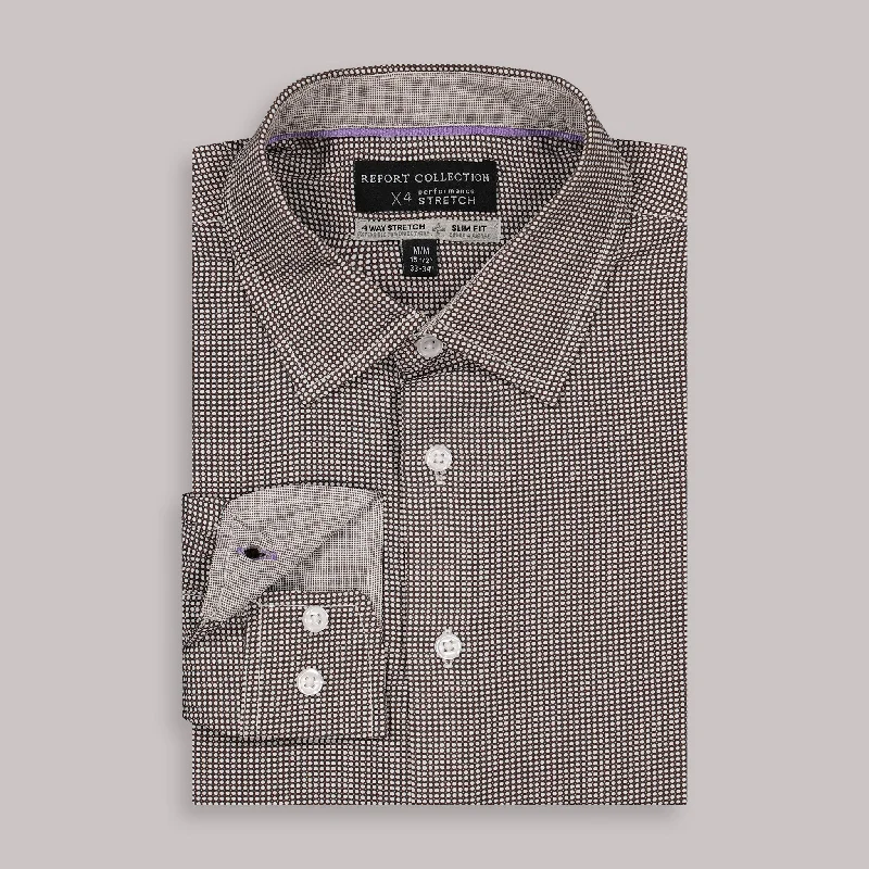 Cool Bottoms Long Sleeve 4-Way Dress Shirt with Circle Print in White