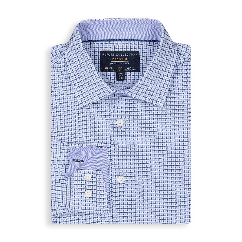Stylish Suits Blue Houndstooth Performance Shirt