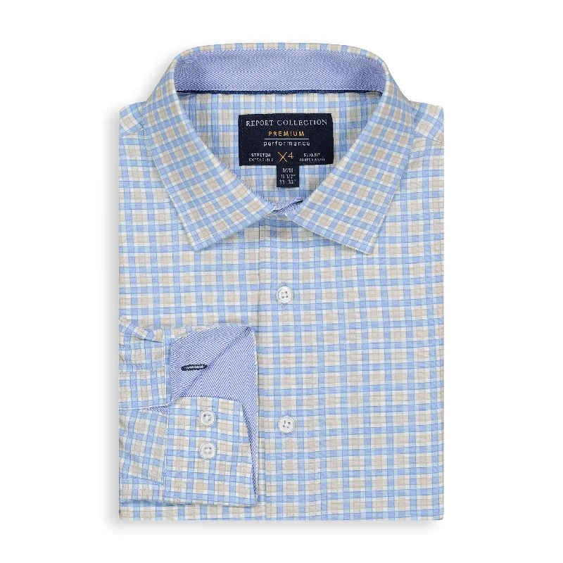 Fashion Bottoms Light Blue Plaid Performance Shirt