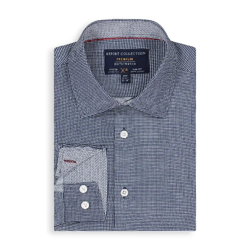Bold Colors Navy Houndstooth Performance Shirt