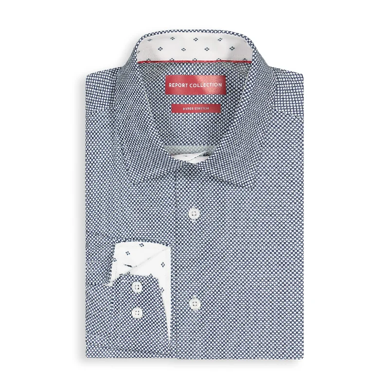 Comfortable Fits Navy Geometric Recycled Shirt