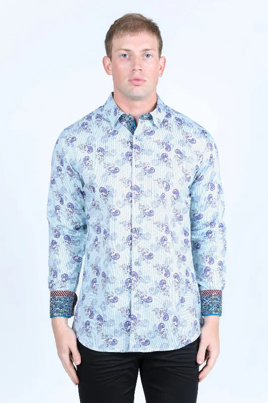 Relaxed Fit Clothing Satin Cotton/Spandex Long Sleeve Shirt