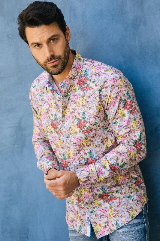Designer Casuals Satin Cotton/Spandex Long Sleeve Shirt