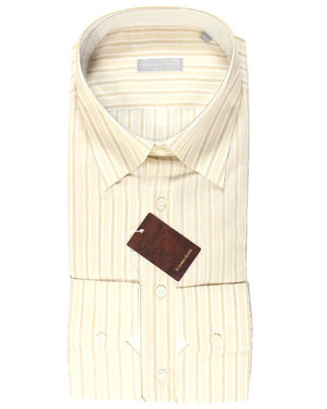 Athletic Outfits Stefano Ricci Dress Shirt Beige Striped Design 43 - 17 SALE