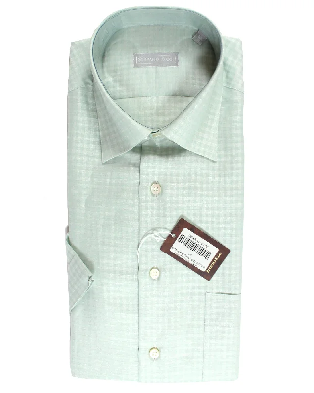 Athletic Outfits Stefano Ricci Short Sleeve Shirt Mint Gingham Pattern M SALE